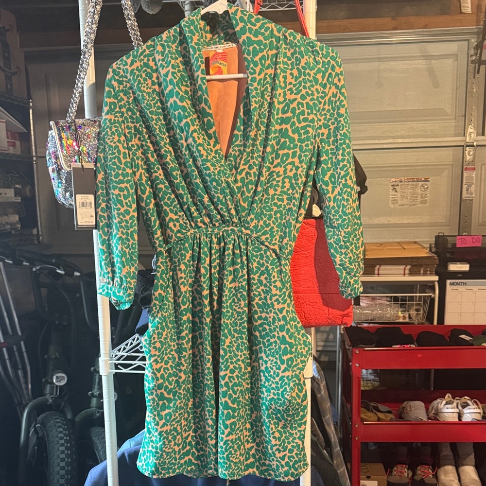 Vintage Inspired Green Leopard Print Dress